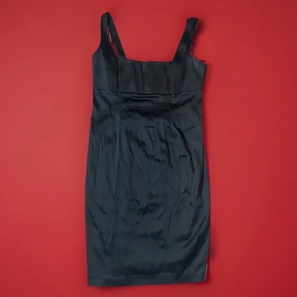 Elegant Calvin Klein Dress Black Satin Slight stretch Large very rare - Picture 5 of 6